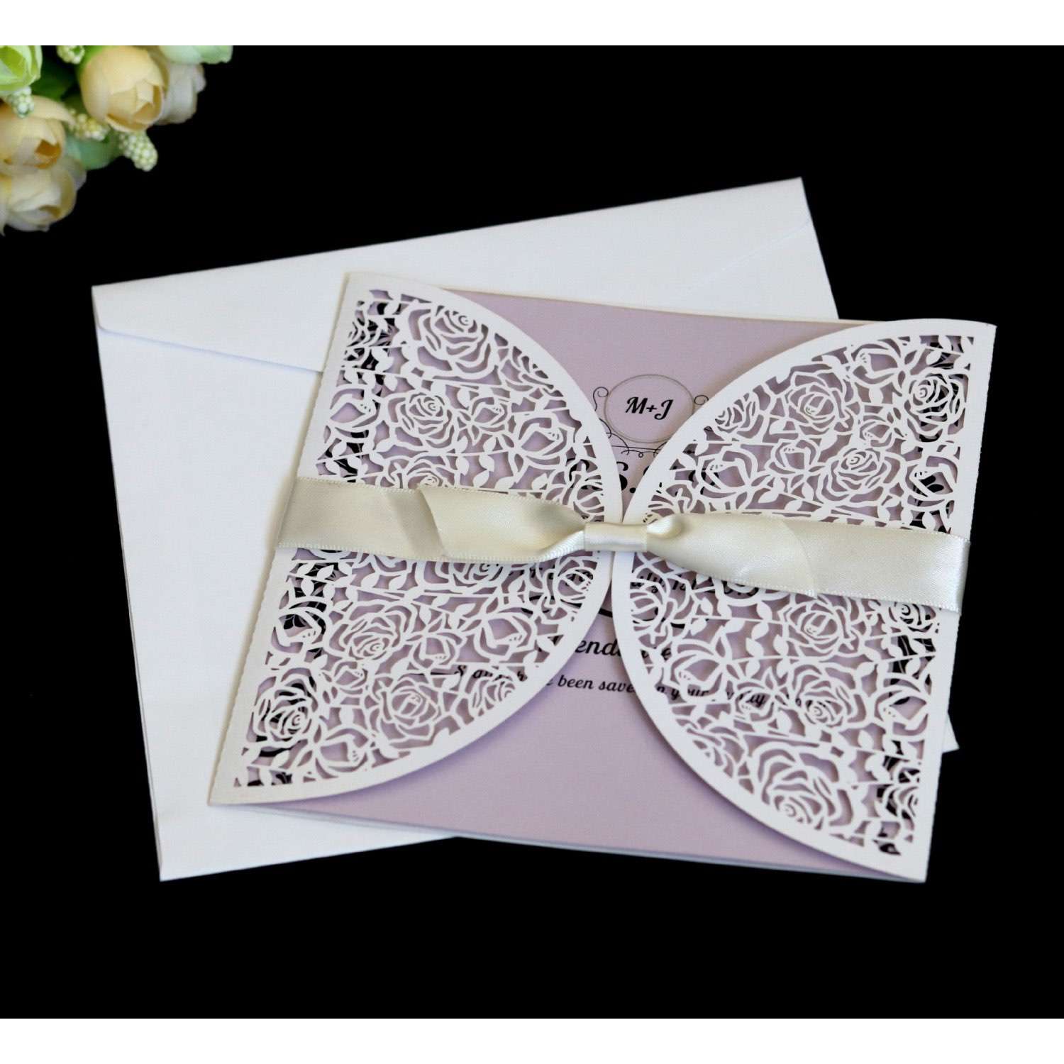 Latest Invitation Card Laser Cut Paper Square Wedding Card White Greeting Card